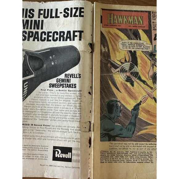 DC Comics, The Hawkman , #20 / .12 issues 1967 intro Lion Mane FAIR/GOOD VINTAGE - Picture 4 of 8